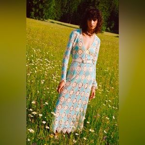 Zara blue and white crochet dress